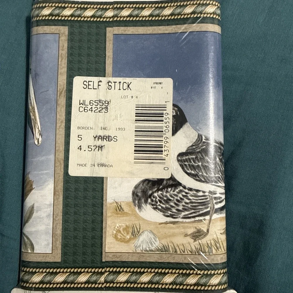 VTG Sunworthy Self Stick Removable Wallpaper Border Pelican Coastal 5 YD x 6.87